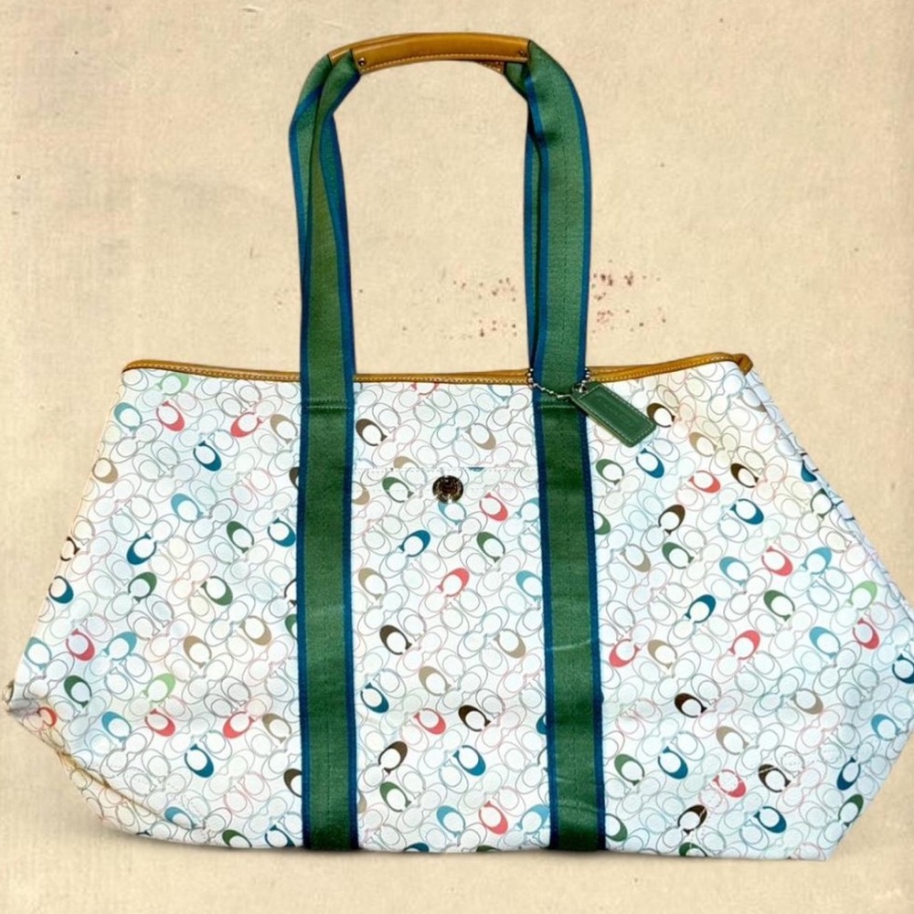 Y2K Coach XL Signature C multicolored coated canvas bag